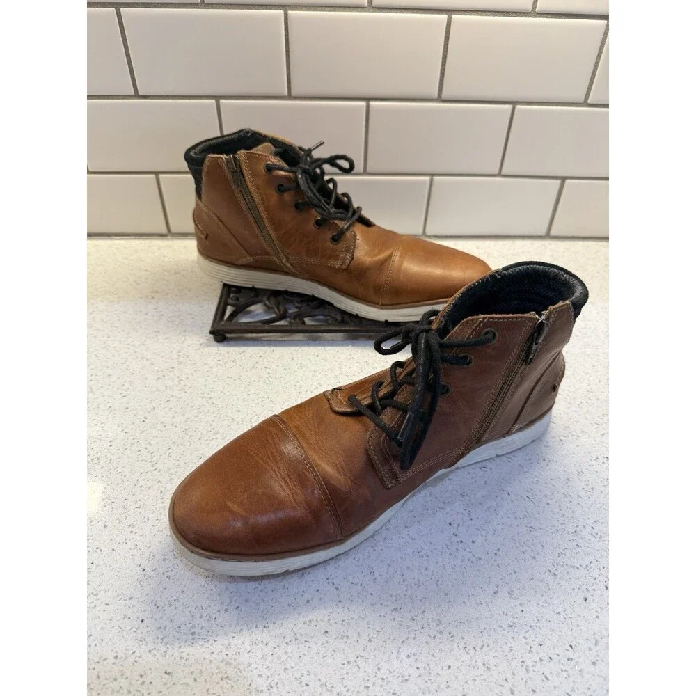 BULL BOXER Brown Adyn Boots Leather Side Zip Handmade Mens US Sz 11 Shoes